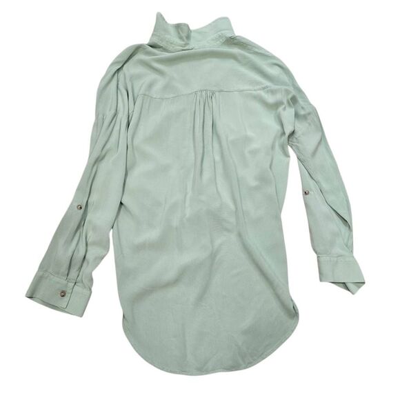 Maeve by Anthropologie Tie Front Shirt Women's Medium Green Button Down Blouse - Picture 7 of 8